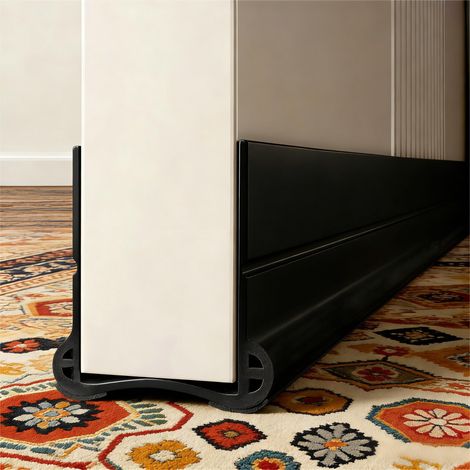 93cm Joint de Porte Anti Bruit Porte, Boudin de Porte Anti Courant d'air, Autocollant, Boudin de Porte pour Isolation Acoustique, Résistant aux Intempéries pour Portes (Noir) (1/5)