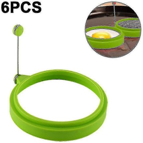 2025 Lot de 6 cercles à œufs en silicone antiadhésifs, moules à œufs ou à crêpes, moules ronds antiadhésifs (1/4)