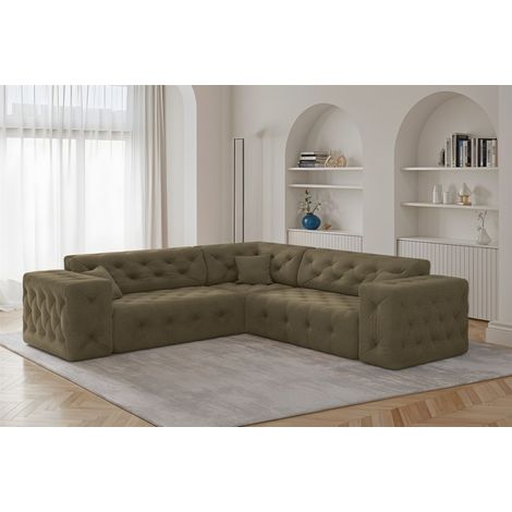Ecksofa Designersofa CHANTAL in Stoff Moly Grün Seite Universal (1/5)