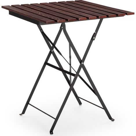 Mesa de Jardín Plegable Agata de Madera y Metal Negro (1/5)
