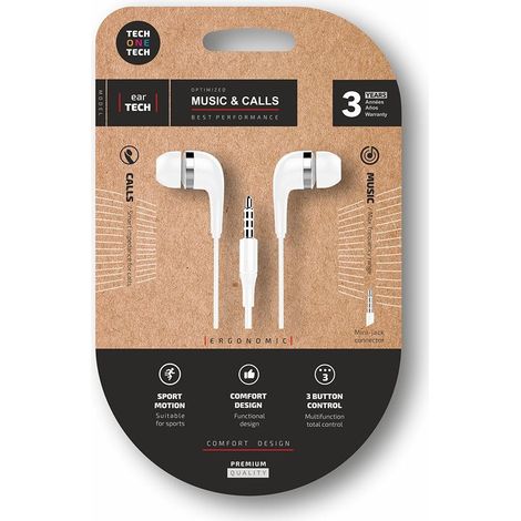Auriculares Eartech con conector mini-jack 2m blancos (1/2)