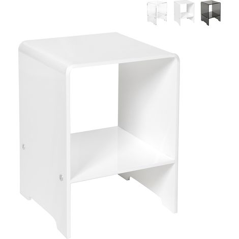 Comodino per camera da letto tavolino in plexiglass trasparente Accanto - Bianco