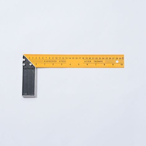 Escuadra de carpintería de 250 mm, base de aluminio, herramienta de medición de longitud, amarilla (1/4)