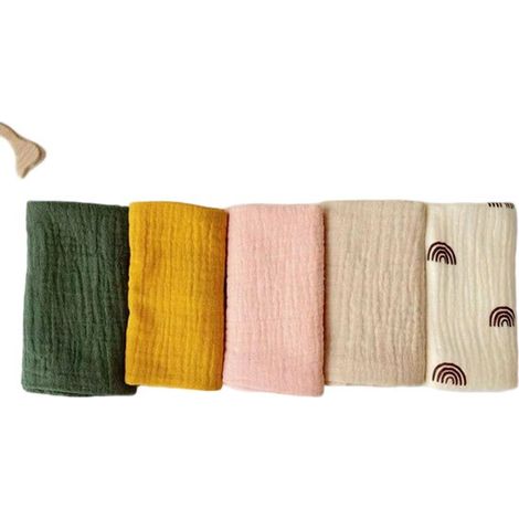 Set di 3 asciugamani viso in mussola per neonati - set di asciugamani per neonati - asciugamani viso e bagno 25 x 25 cm - asciugamani viso riutilizzabili per neonati - 100% cotone - morbidi e traspira (1/5)