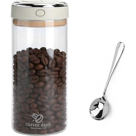Boite à Café Hermétique 1700ml – Boite à Café en Verre avec Valve de Dégazage et Indicateur de Date – Conteneur Étanche pour Café Moulu, Grains de Café, Thé, Noyaux de Fruits (1/5)