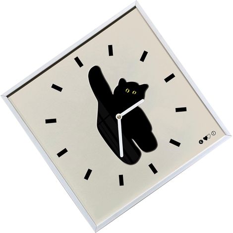 Horloge murale au style nordique innovant, motif chat mignon, silencieuse, anti-tic-tac, pour salon, cuisine ou chambre, 40 x 40 cm / 15,7 x 15,7 pouces (1/5)