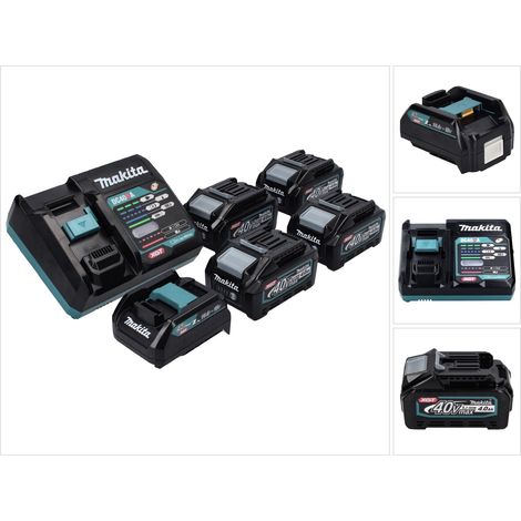 Kit alimentatore Makita 40 V max. con 4 batterie BL 4040 4,0 Ah XGT + caricabatterie rapido DC 40 RA XGT LXT + adattatore di ricarica ADP10 (1/5)
