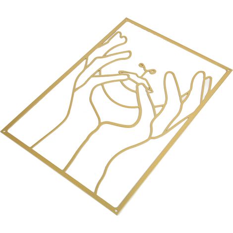 Ligne unique décoration murale art minimaliste fer dessin féminin suspension murale maison pour chambre cuisine salle de bain salon Type A doré (1/5)