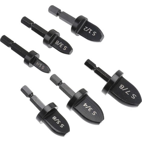 Foret à Expansion Noir en Acier, Kit 6 Pièces pour Tube 6 Tailles 1/4 à 7/8, pour Perceuse Manuelle Électrique, été Vacances, Outils Plombier (1/5)