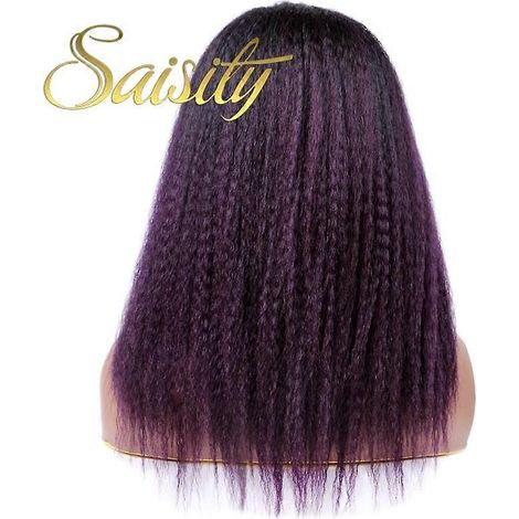Perruque Saisity longue, raide et crépue, en cheveux synthétiques, pour femmes afro-américaines, noire naturelle, 35,5 cm (14 pouces), style afro.