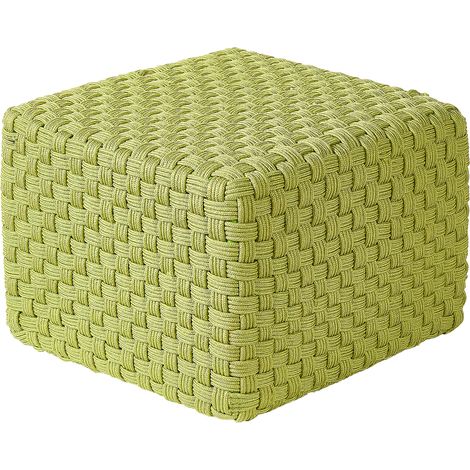Puf otomana tejido a mano material sintético accesorios de jardín 50 x 50 cm verde Nalli