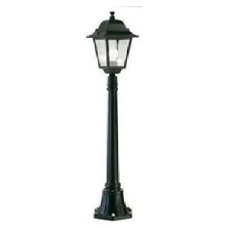 Palo Da Esterno Contemporaneo H114Cm Quadrata Alluminio E Vetro Nero 1 Luce E27 (1/7)