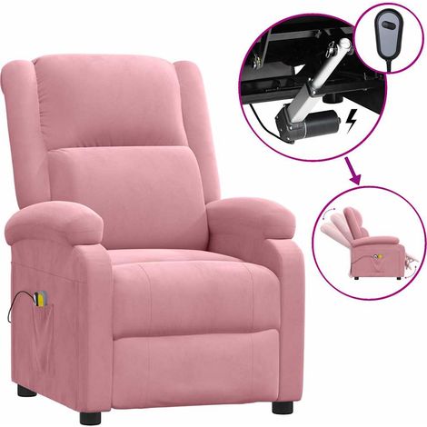 Maison Exclusive - Poltrona Elettrica Reclinabile Massaggio in Velluto Rosa (1/5)