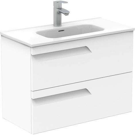 ROYO VITALE Mueble de Baño con Lavabo Fondo Reducido 2 Cajones Blanco Brillo - Medida: 80 cms - ref: C0072594 (1/5)