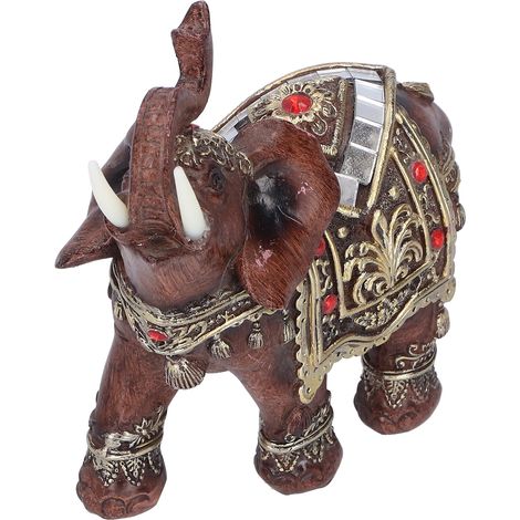 Statue d'éléphant en résine, figurine décorative de bureau, pour salon ou cadeau, rouge, L 13,5 x 6 x 14 cm (1/5)