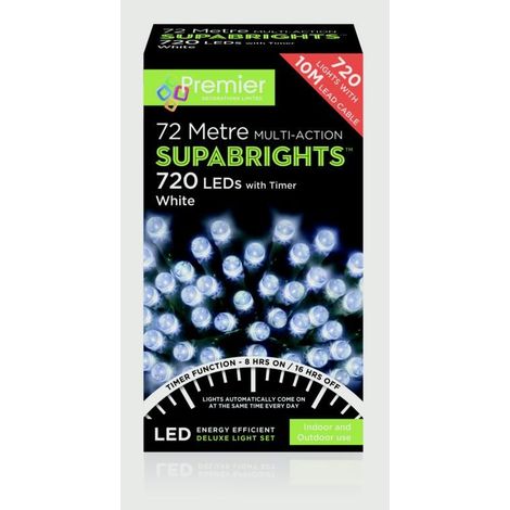 Multi Action Supabrights Christmas Timer Fairy Lights - 720 Leds - White (1/5)