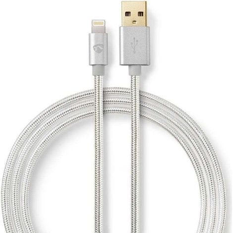 Cable relampago usb 20 apple lightning 8 pines usb a macho 480mbps chapado en oro 100m redondo trenzado nailon aluminio caja con ventana cubierta