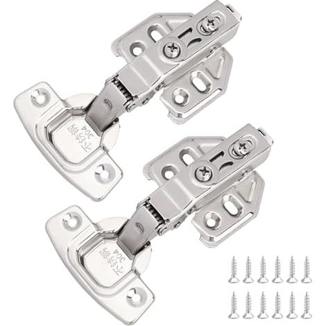 Set di 2 cerniere per ante di mobili e cucine con viti, cerniere a chiusura ammortizzata da 110 gradi, sovrapposizione completa in acciaio inox, cerniera universale silenziosa per ante di cucine, mobi