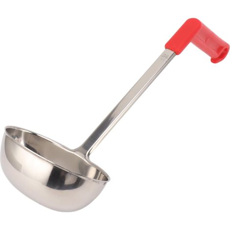Louche à soupe multifonctionnelle en acier inoxydable anti-brûlure avec manche incurvé, 240 ml. (1/5)