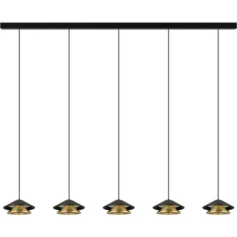 Suspension Luminaire LED 45W Noir Sablé et Or Brossé ZAMBELIS 25452 - Blanc chaud - 3000K