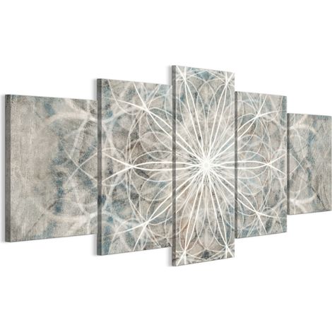 Cuadro sobre lienzo italiano de 100 x 50 cm, pentáptico, estilo boho, fondos y estampados. Cuadro sobre lienzo italiano de 150 x 75 cm, pentáptico, estilo boho, fondos y estampados. (1/5)