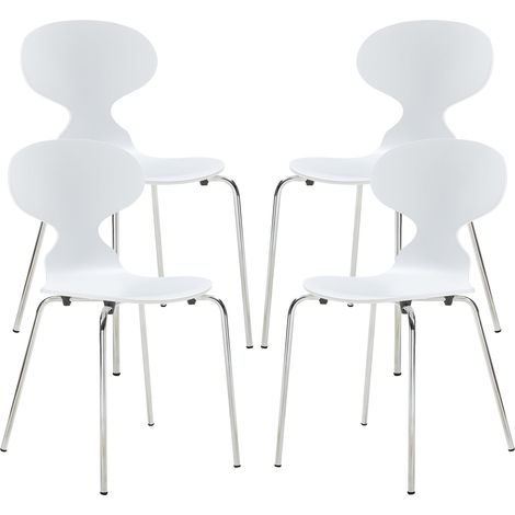Set di 4 sedie da pranzo 80 x 47 x 48 cm design moderno e robusto bianco/cromo 030009834