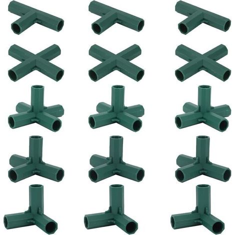 15pcs 16mm Garden Frame Connectors, 5 Types Stable Brackets for Flower Stands Greenhouses (1/4)