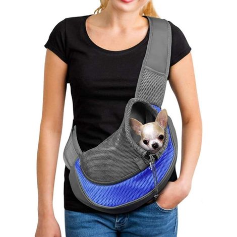 Sac de transport pour chien - Sac de transport pour chien - Sac de transport pour chien - Bleu - Taille M - Sac de transport en maille respirante (1/5)