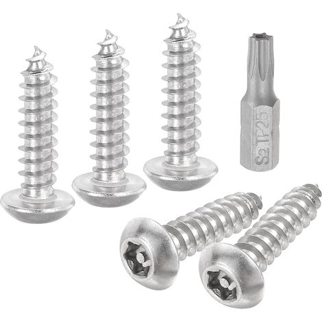 M5 x 20mm Vis à Tête Bombée Torx de Sécurité en Acier Inoxydable 304, 30 Pièces Vis Autotaraudeuses Résistantes au Vandalisme, Vis à Bois Anti-Vol avec Embout T25 (Argent) (1/5)