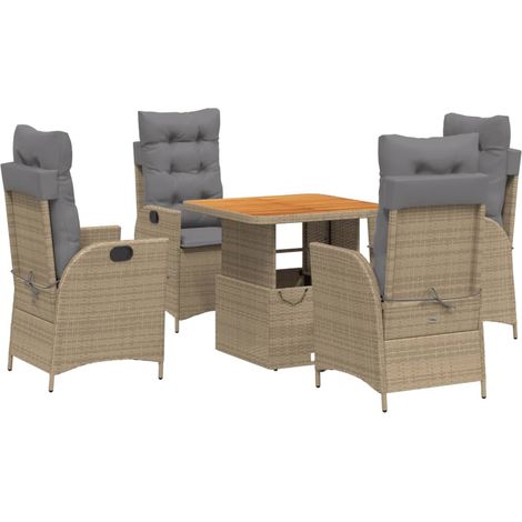 Maison Exclusive - Ensemble à manger de jardin avec coussins 5pcs Beige poly rotin