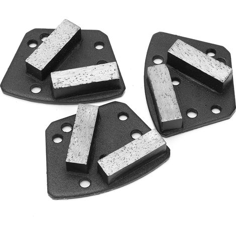 Lot de 3 patins de meulage diamantés trapézoïdaux pour la découpe du béton, 6 trous, dents droites, noirs, n° 16 (1/5)