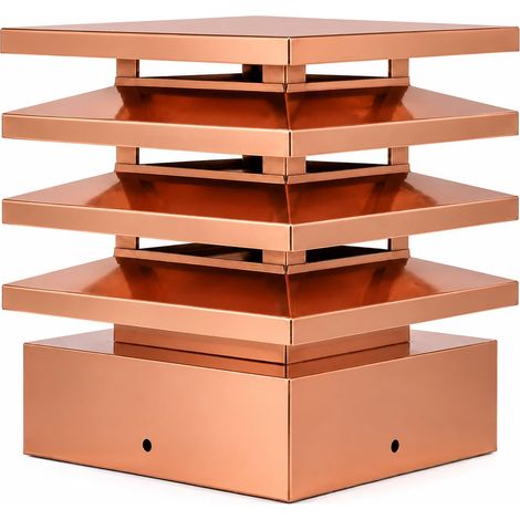 MAKA Comignolo Architettonico, Terminale per Canna Fumaria Camino Stufa a Legna Pellet e Gas, Cappello Antipioggia Design Architettonico Rame 300x300 mm (1/5)