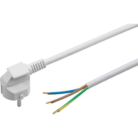 Meister Cavo con contatto di protezione – 3 metri – bianco – Cavo in plastica H05VV-F3G1,5 – 3 fili – IP20 / cavo di collegamento con spina Schuko/materiale di installazione / 7434330