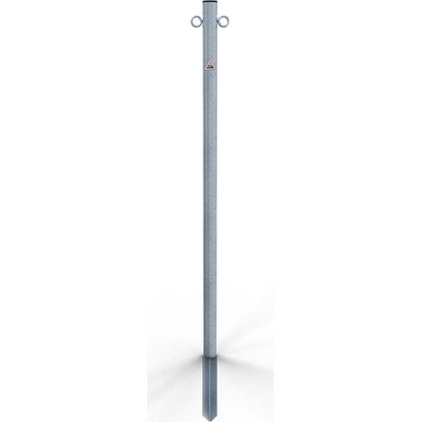 Schake Absperrpfosten aus Stahlrohr verzinkt Ø42x2,5mm mit Kunststoffkappe 900mm Überflur zum Einschlagen mit 2 Ösen