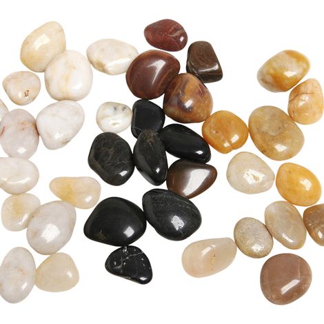 1kg Galets polis, irréguliers colorés brillants pour aquarium jardin balcon (1/5)