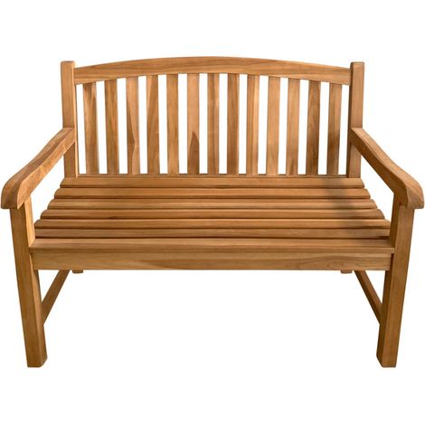Axi Suki Banc De Jardin En Bois De Teck - Brun  Assise Avec Accoudoirs Et Dossier - Pour 2 Personnes Pour Parc / Terrasse  120 X 63 X 95 Cm