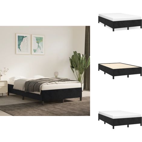 Cadre de lit sans matelas noir 120x190 cm velours - Cadre De Lit - Lit Double - Lit Velours - Lit Noir - Meuble Chambre (1/5)