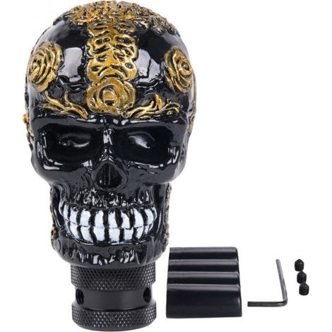 Fahrzeugmodifikationen: Totenkopf-Schaltknauf, individueller Schaltknauf, Schaltknauf mit Goldmuster, Fahrzeuginnenausstattung – Gold (1/4)