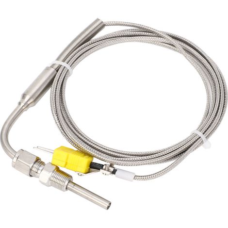 Sonde de température des gaz d'échappement en acier inoxydable, filetage NPT 1/8 po, thermocouple de type K, avec embout exposé et connecteur, 300 cm/118,11 po (1/5)
