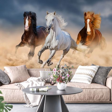 Papier peint panoramique - Chevaux - 130 cm x 86 cm (1/4)
