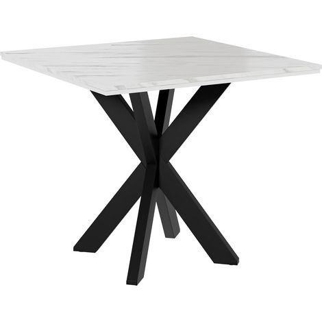 Mesa Goodyear 137, Mármol blanco, 74x90x90cm, Aglomerado laminado, Metal