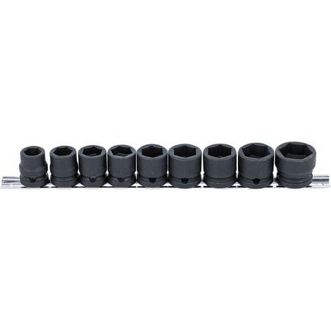 Juego de llaves de vaso de impacto hexagonal, extra planas entrada 12,5 mm (1/2") 13 - 24 mm 9 piezas (1/4)