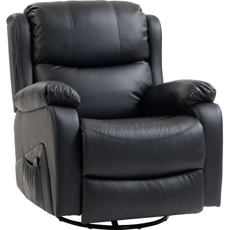 Poltrona Relax Reclinabile 87x97X100 cm con 8 Punti Massaggianti Riscaldanti e Poggiapiedi Nero (1/5)