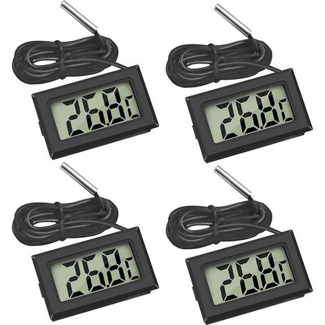 Mini-Digitalthermometer mit wasserdichter externer Sonde für Kühlschrank, Gefrierschrank, Aquarium (4 Stück) (1/5)