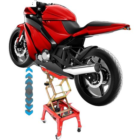 Mesa elevadora para motocicletas, capacidad de 159 kg (350 lb), altura ajustable de 30 cm (12") a 80 cm (31,5"), plegable, ruedas con bloqueo, diseño de alta resistencia. (1/5)