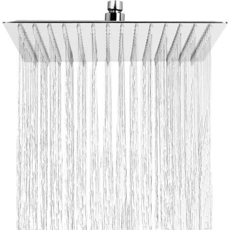 Pommeau de Douche Anti-Calcaire, Tête de Douche Pluie Economiseur d'Eau avec Buse en Acier Inoxydable 12 pouces/30cm finition Chrome Poli (Miroir), C (1/5)