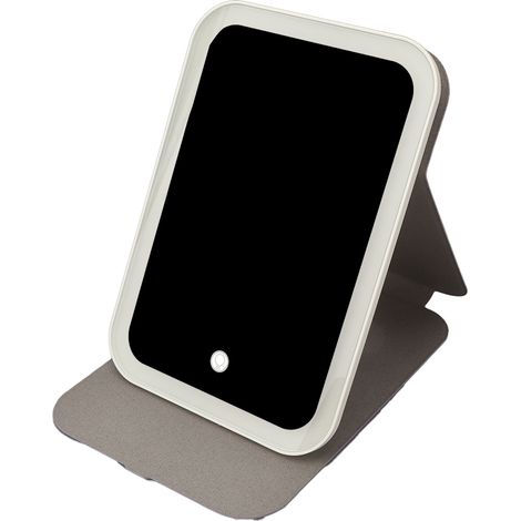 Miroir de maquillage LED portable, 3 couleurs de lumière réglables, variateur de luminosité, interrupteur tactile, miroir bleu pour maison et voyage (1/5)