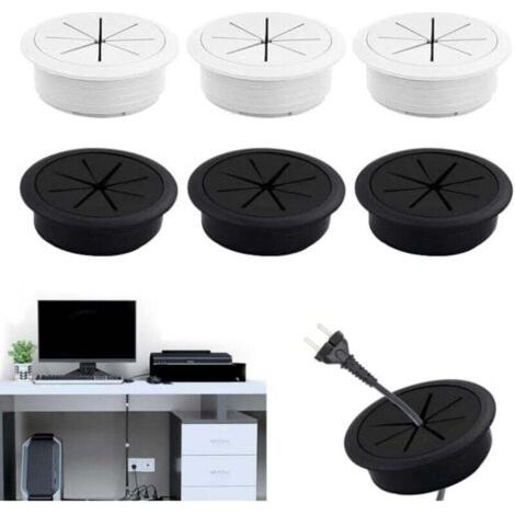 Passe Cable Bureau 6 pièces Passe Fil Bureau 60 mm Cache Cable TV Mural Passe Cable Mural Rond Cache Fil Bureau Housse de Câble en Caoutchouc Pour Bureau, Bureau D'ordinateur