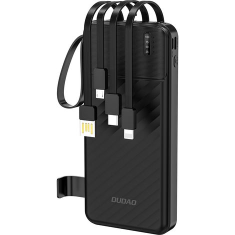 Powerbank K11 da 10000 mAh con cavi integrati - Nero (1/4)