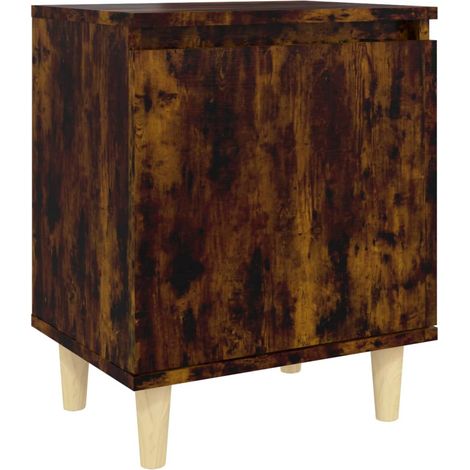 Table de chevet Cabinet de chevet Table de nuit avec pieds en bois Chêne fumé 40x30x50 cm (1/5)